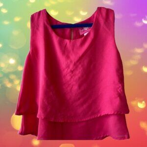 Girls Pink Sleeveless Ruffle Top
